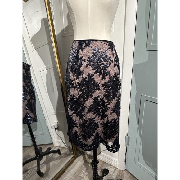 Adrianna Papell Dresses & Skirts - Adrianna Papell Navy Blue Sequin Lace Cocktail Pencil Skirt Size 12